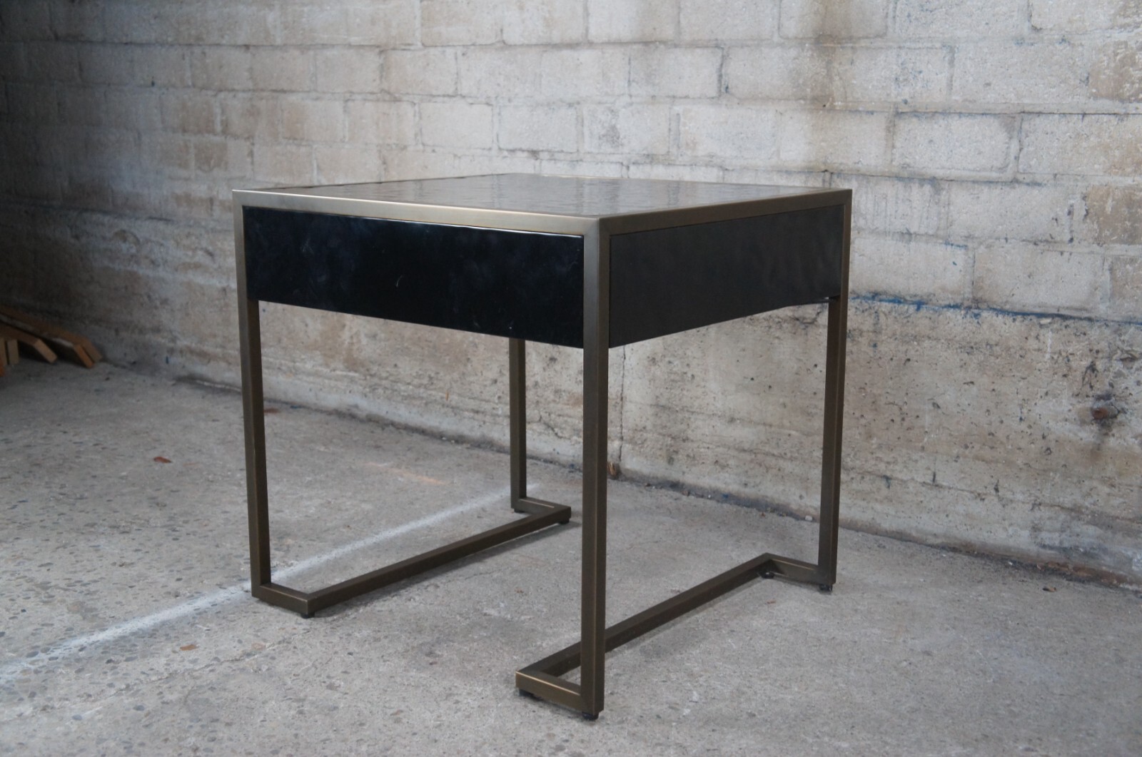 Baker Milling Road Kara Mann Modern Lacquer & Metal Side End Table Nightstand