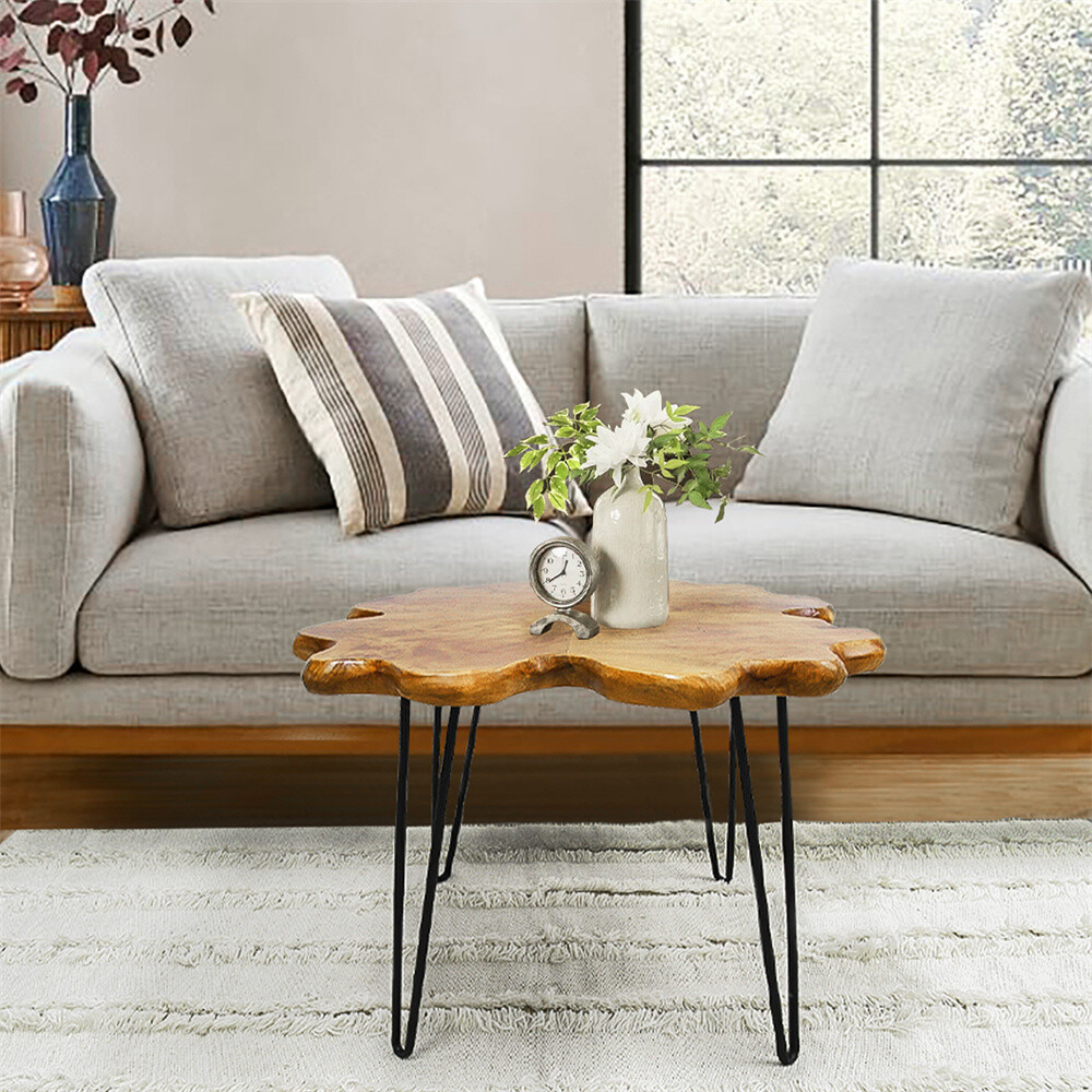 Greenage Natural Cedar Root Live Edge Coffee Table with Hairpin Legs Heavy Thick