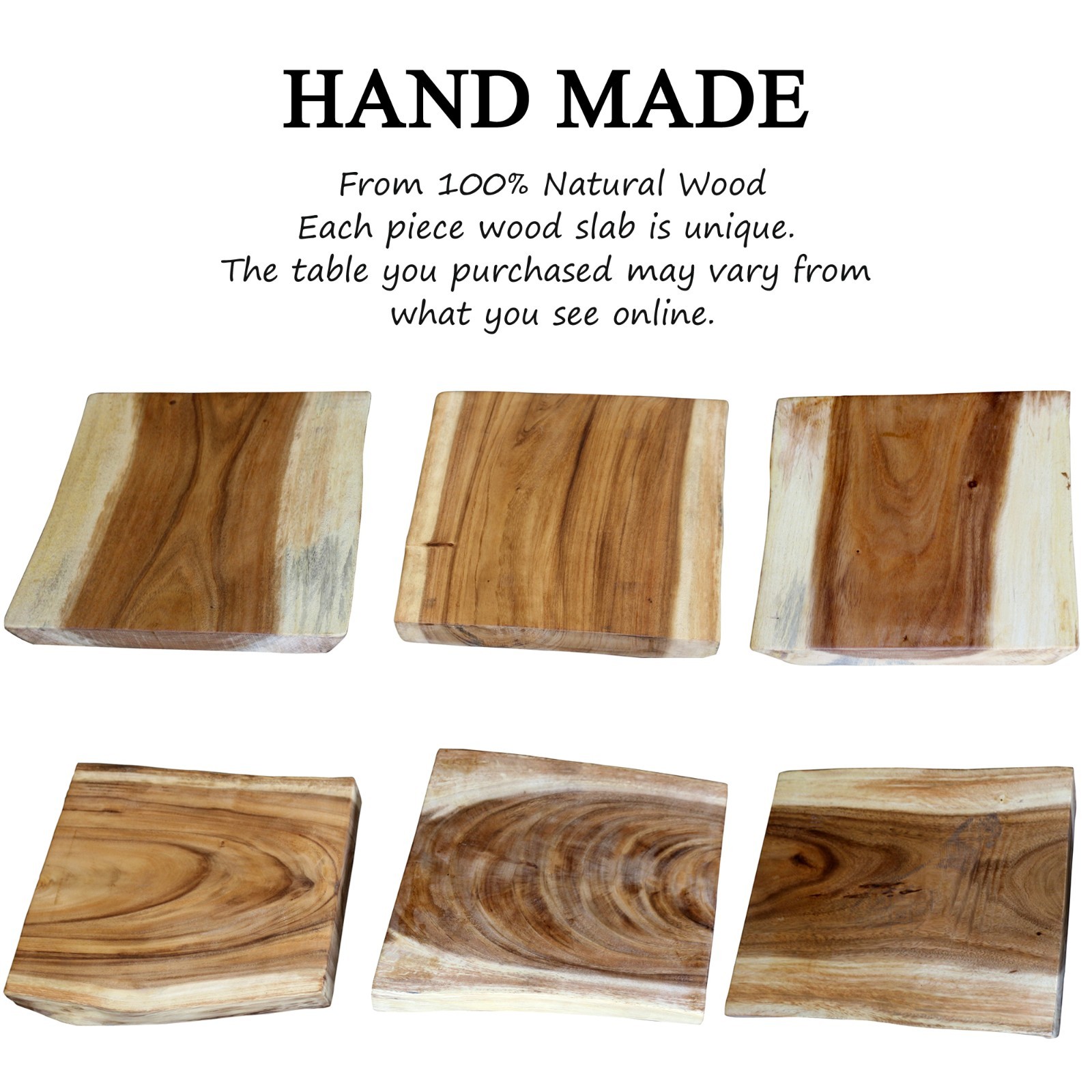 Rustic Natural Square Teak Wood Slab Table Top DIY for Side End Table Home Decor