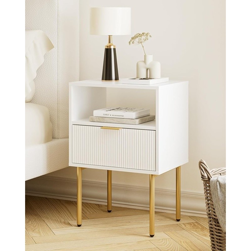 Compact Modern Nightstand Stylish Bedside Table W/ Drawer Bedroom Living Room US