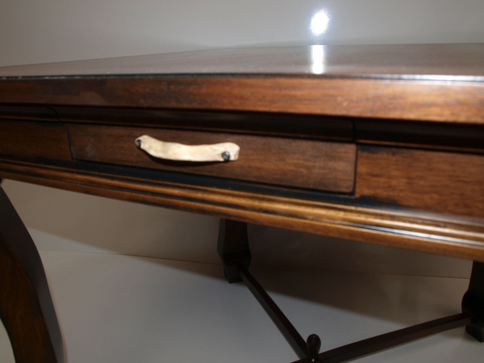  Handmade Walnut Spirit Table with Hand Carved Skull Motif Legs