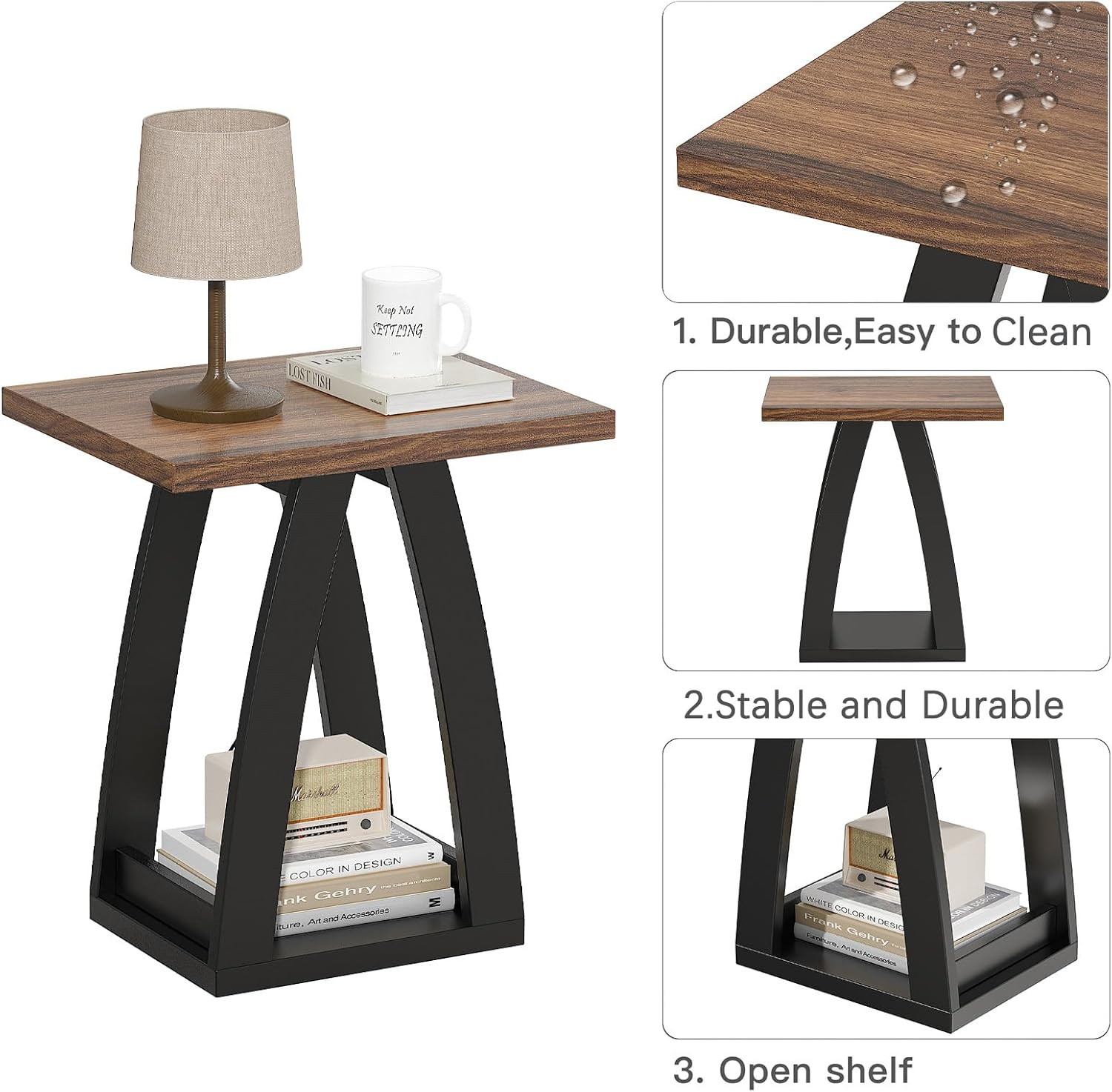 Modern End Table with Shelf – Stylish Nightstand for Living Room & Bedroom