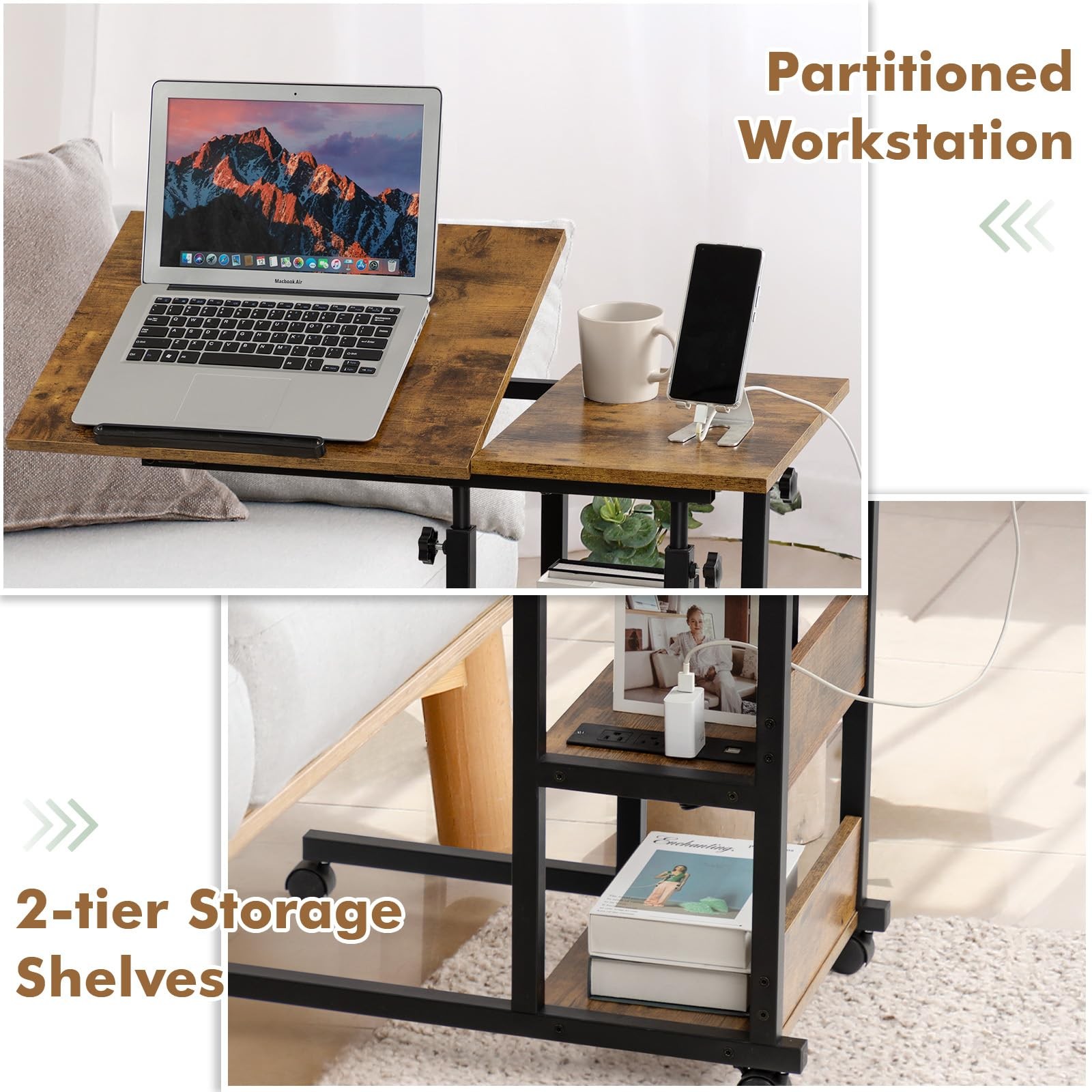 Hadulcet Adjustable C 15.8 inches x 31.5 x 33.5 inches, Romantic Brown