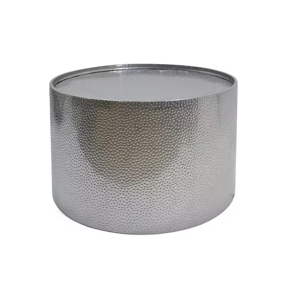 Braeburn 26 In. Silver round Metal Top Coffee Table