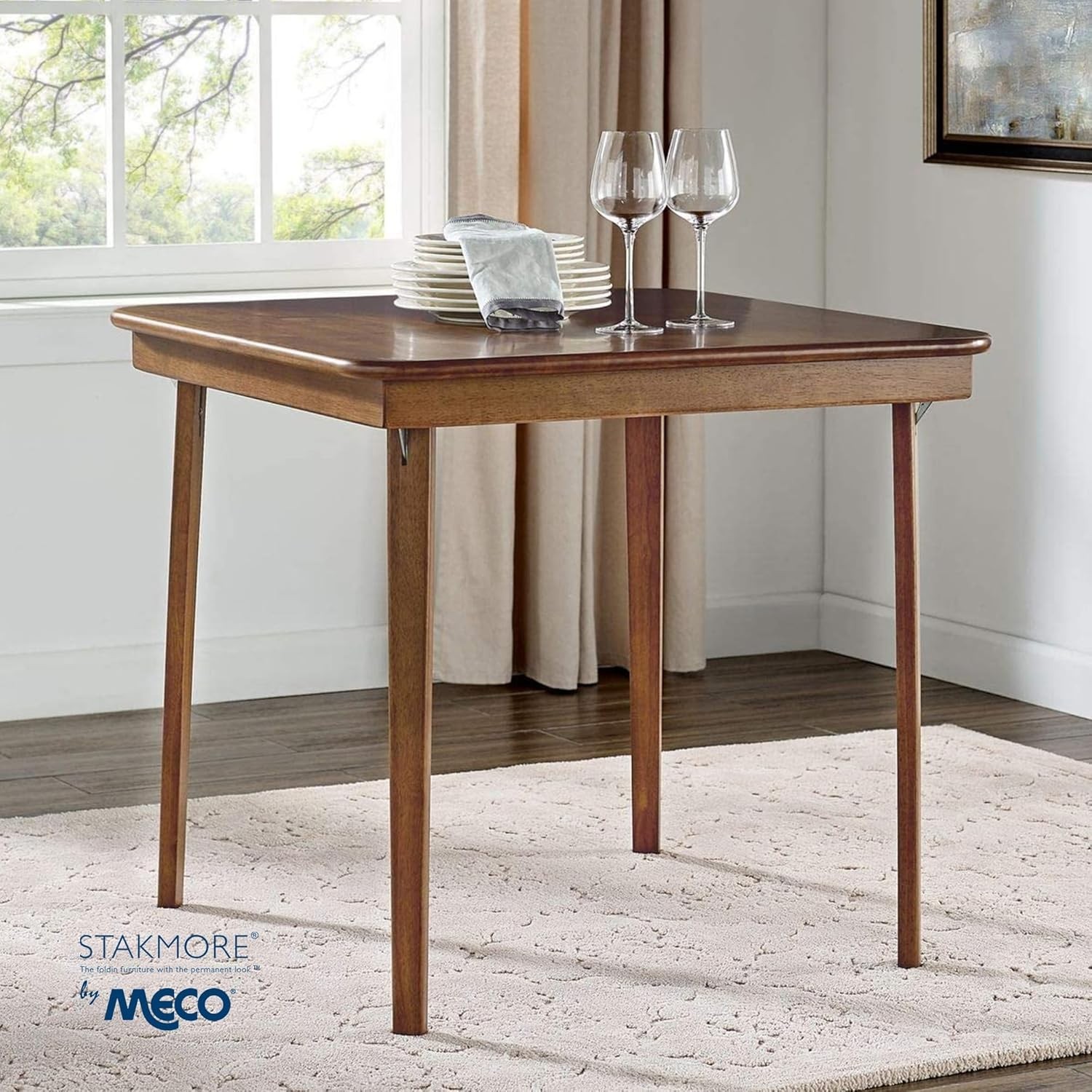 Compact 32-Inch Folding Table with Cherry Finish – Classic Design for Any Room