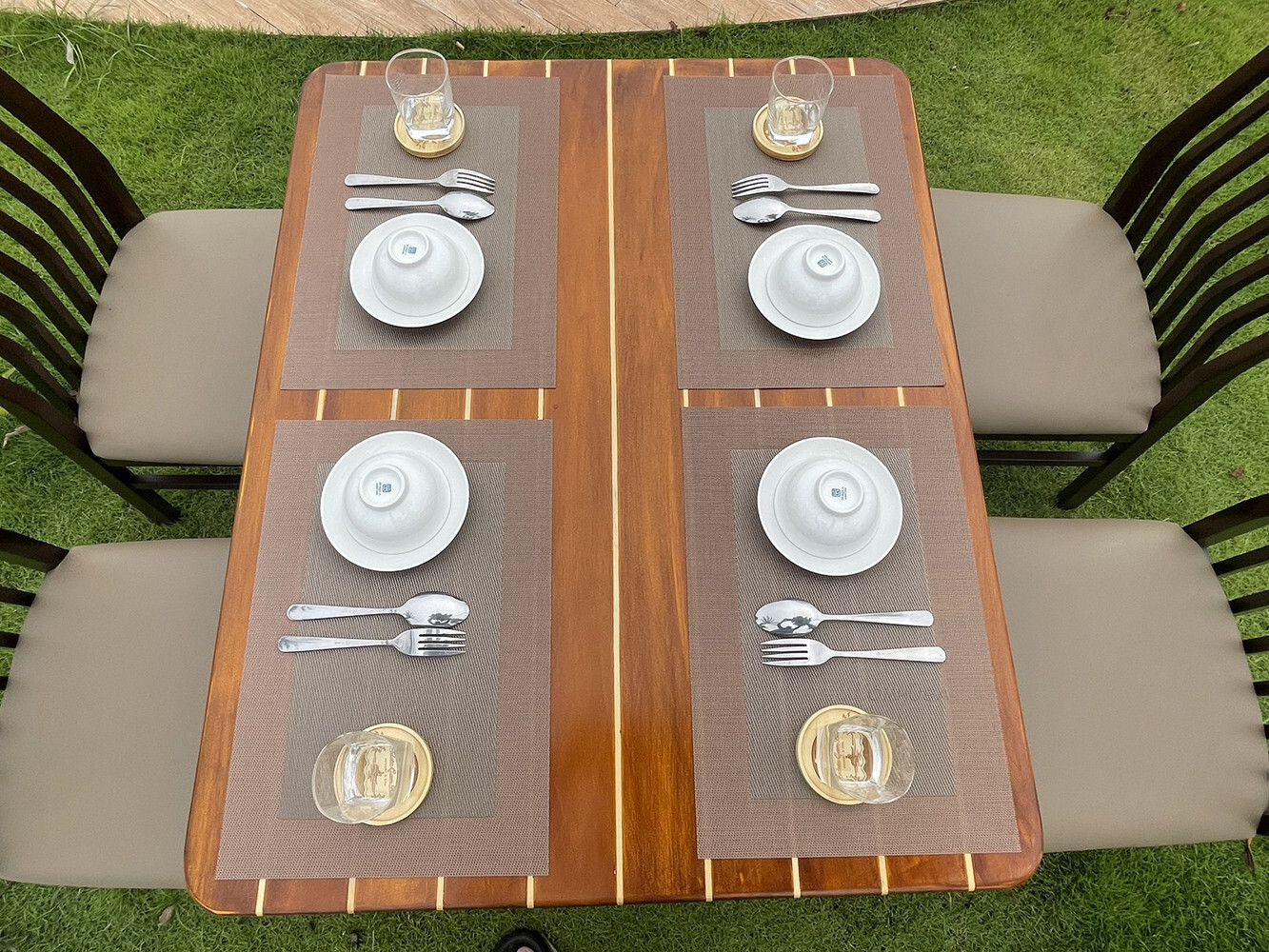 Nautical Dining & Kitchen Table 40″ Cedar Wood Chris Craft Deck Style Furniture