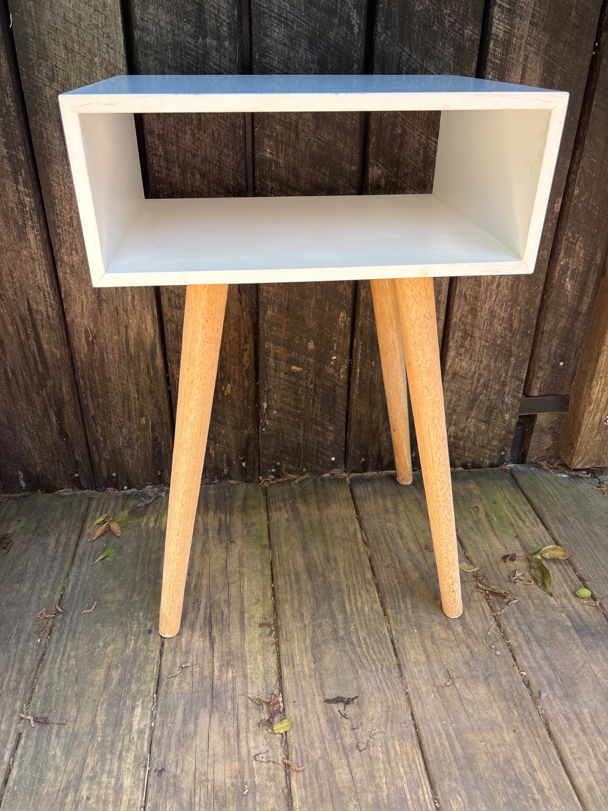 white night table with wooden legs Home goods