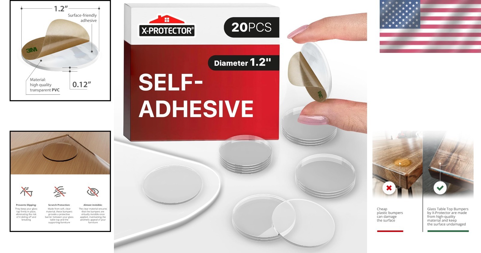 Glass Table Top Bumpers 20 PCS Clear Self Adhesive Anti Slip Pads for Protection