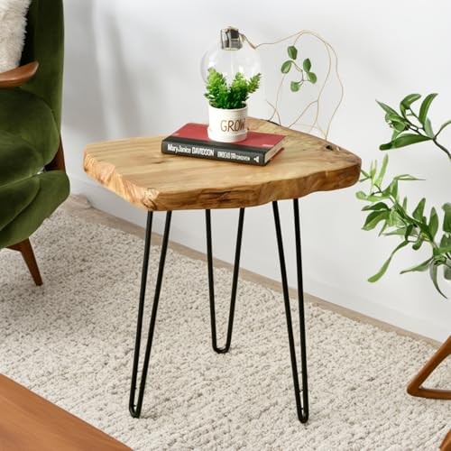 Live Edge Cedar End Table, Unique Desktop Side Table,19″ L x 16″ W x 20.5″ H