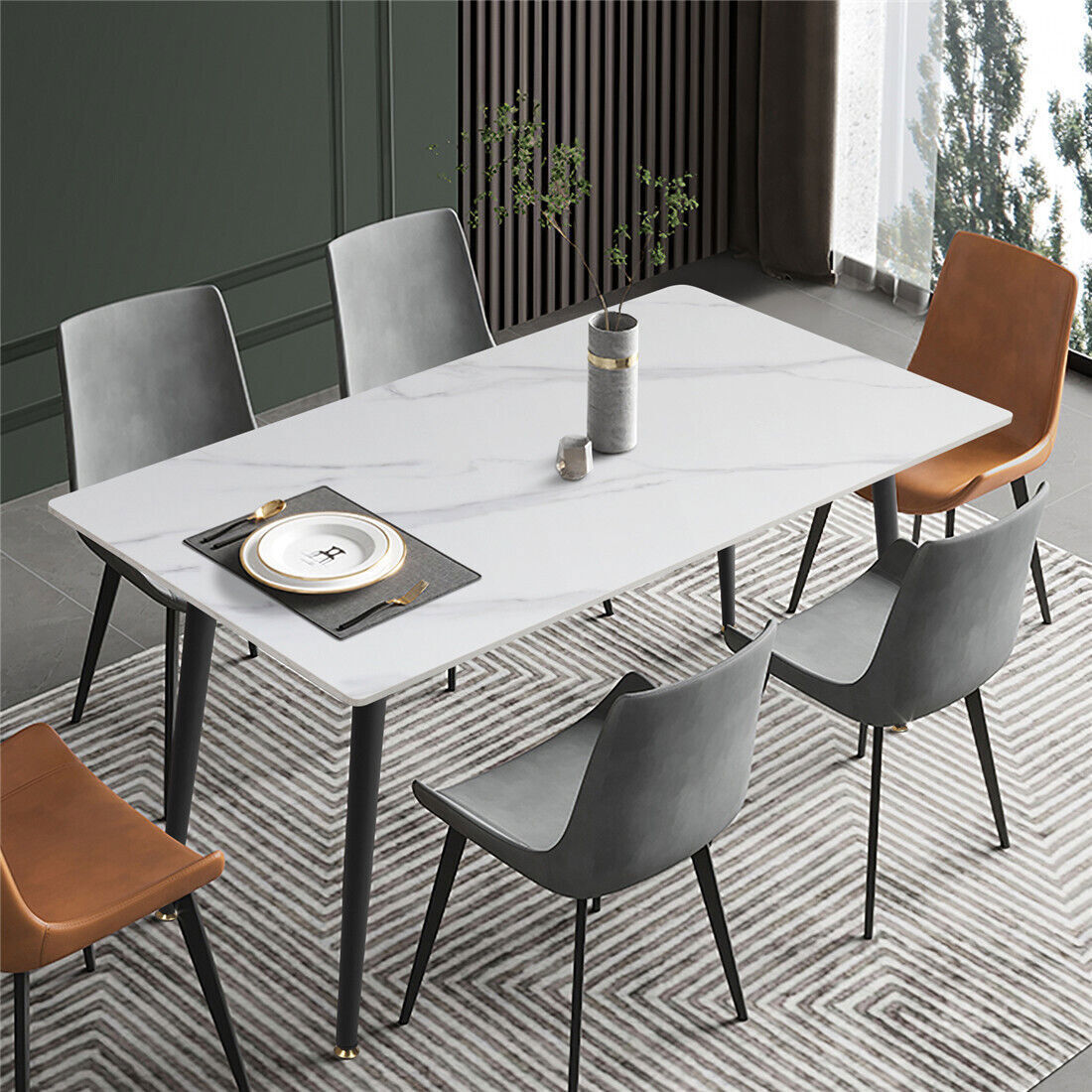 Glossy/ Matt 6 Seater Marble Dining Table Kitchen Fancy Restaurant Dinner Table