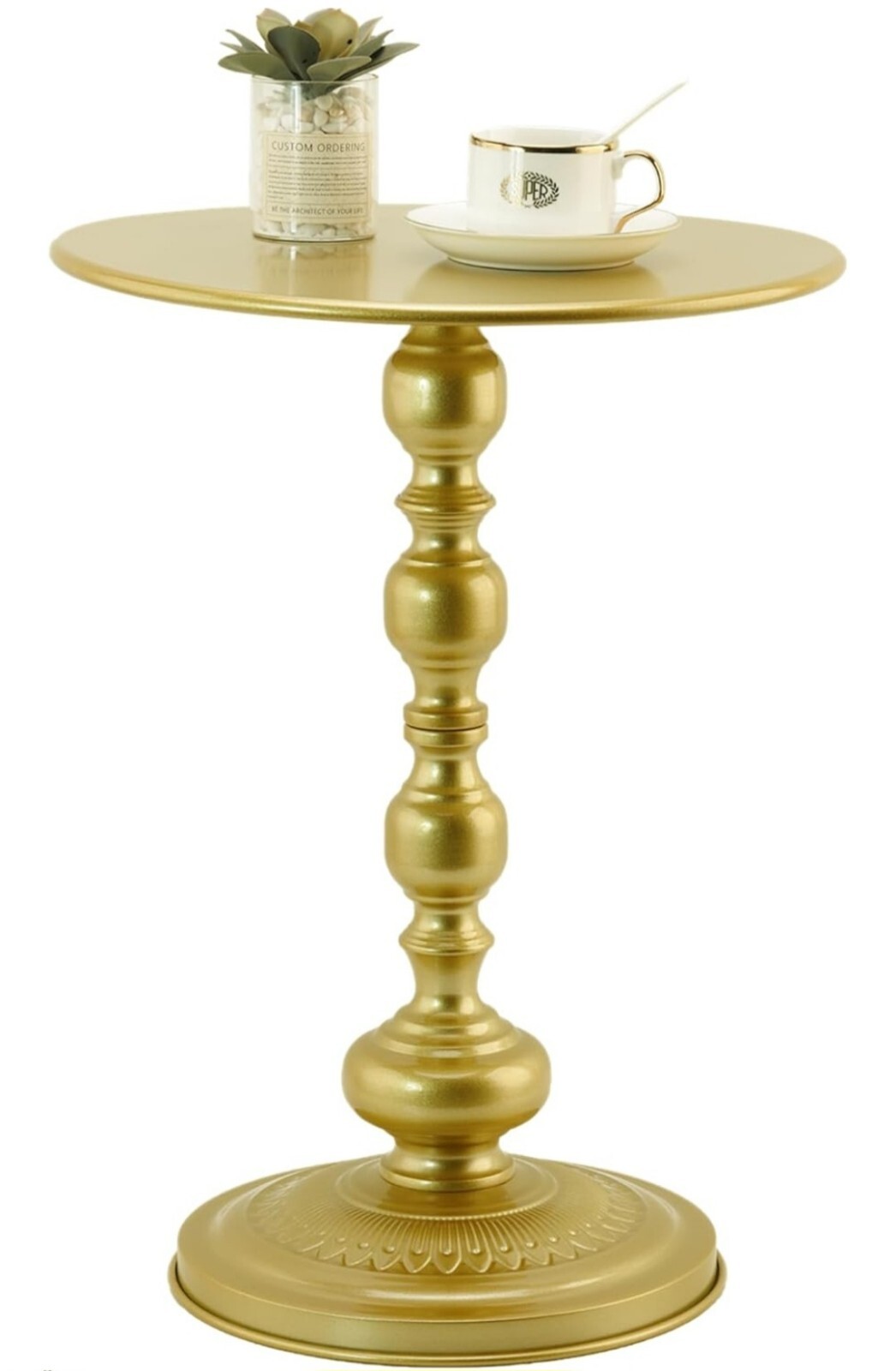 Metal End Table, QENUIITEA Round Side Table Nightstand for Bedside or Sofa,…