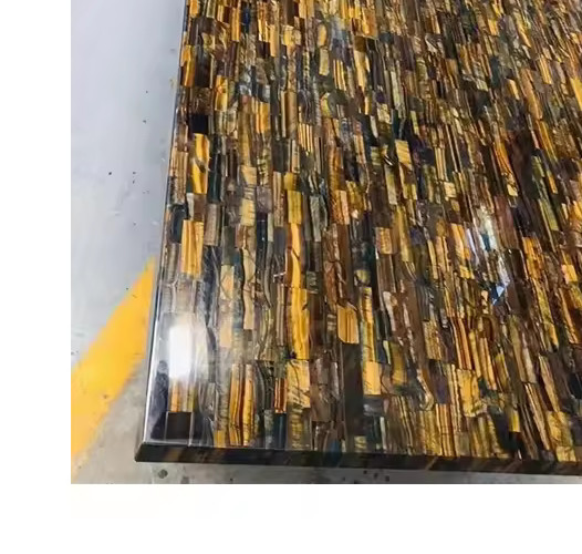 Tiger Eye Modern Dining Table Top, Rectangle Living Room Center Desk Table Top