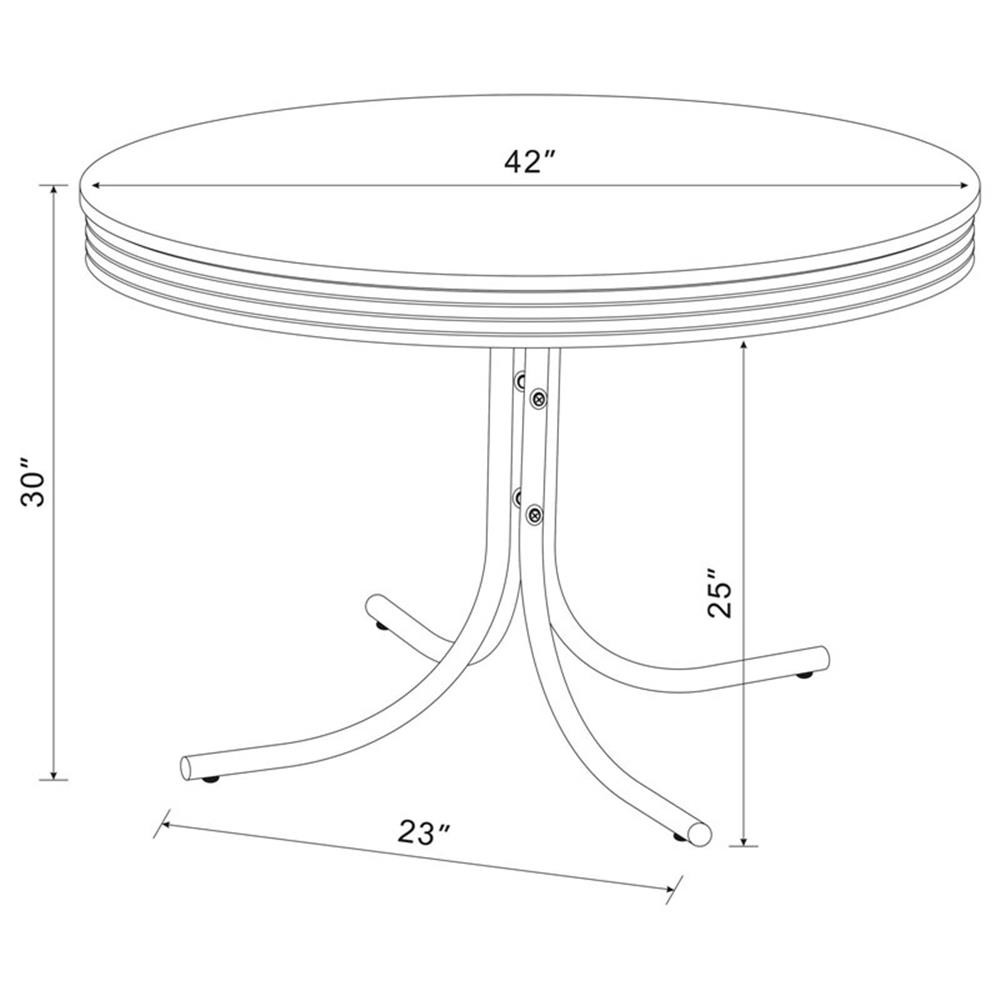 Coaster Retro Metal Legs Round Dining Table Glossy White and Chrome