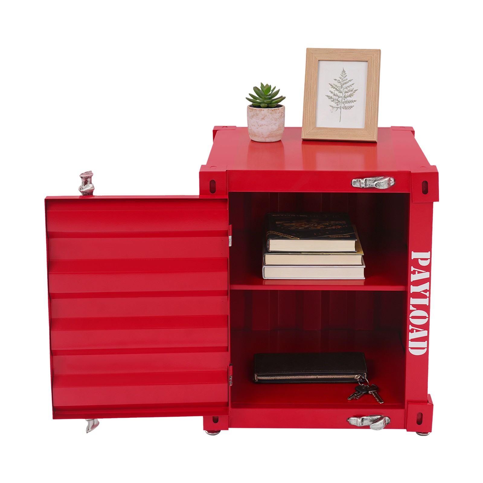 Metal Night Table Lockable End Table Locker Bedside Storage Cabinet Organizer