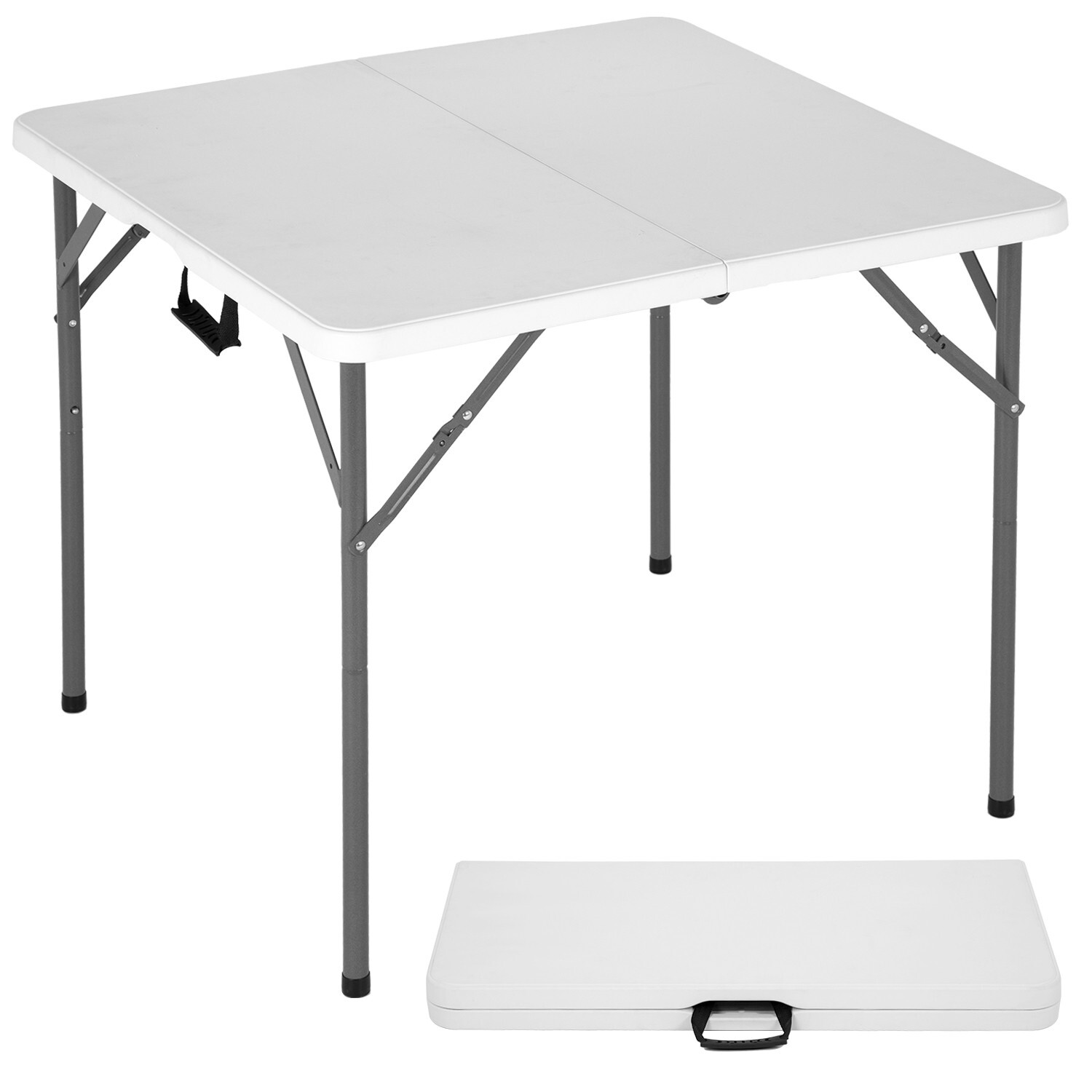 34″ Folding Tables Plastic Folding Card Table Half Portable Foldable Table,White