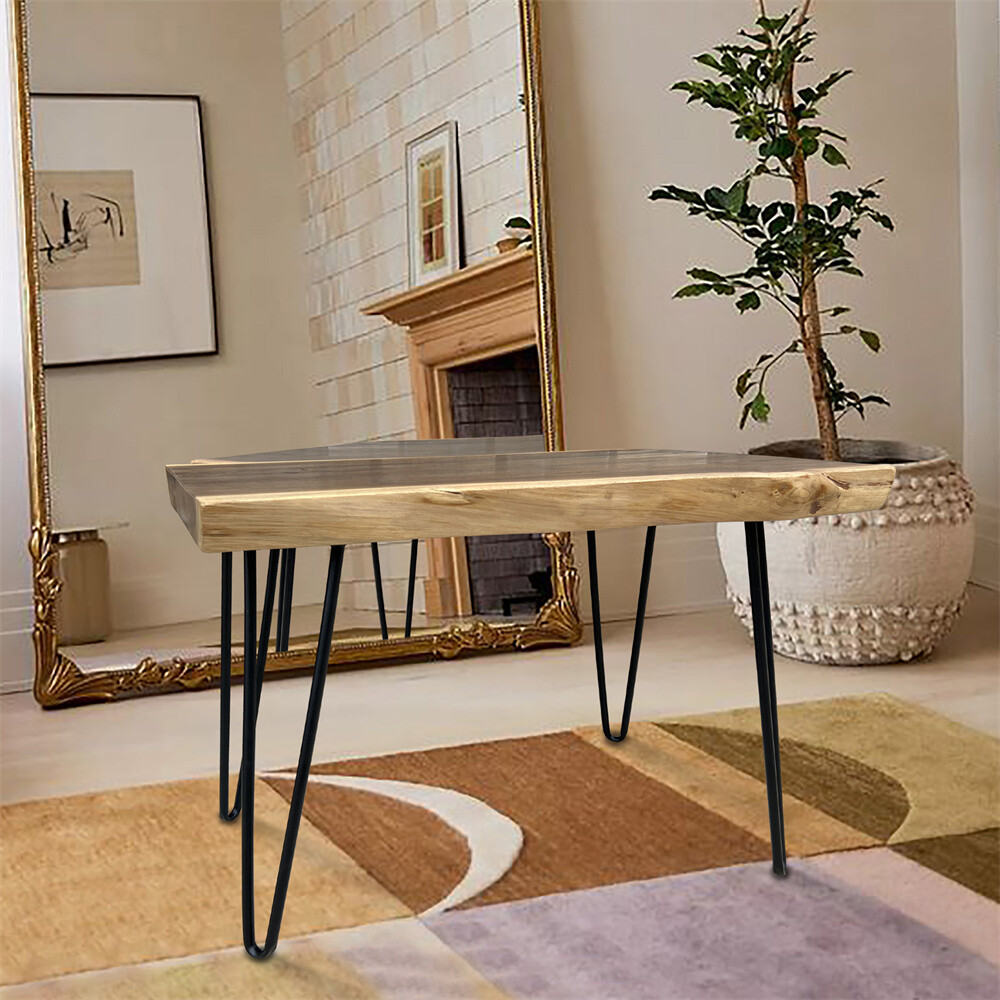 Rustic Teak Live Edge Small Coffee Table Mid-Century Modern Table Home Decor