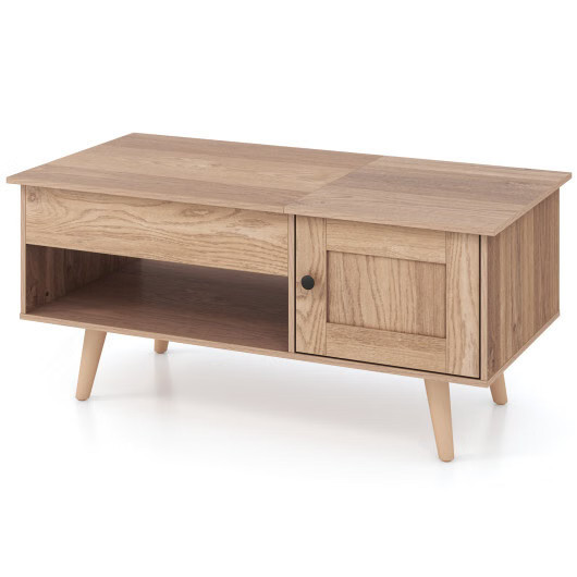 Lift Top Coffee Table with Storage and Hidden Compartment-Natural – Color: Natur