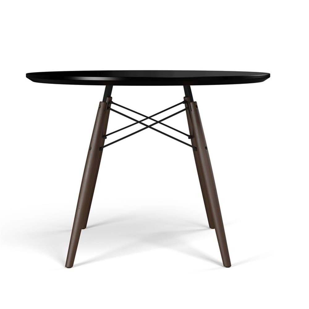 Pemberly Row Modern 39″ Round Dining Table in Black and Walnut