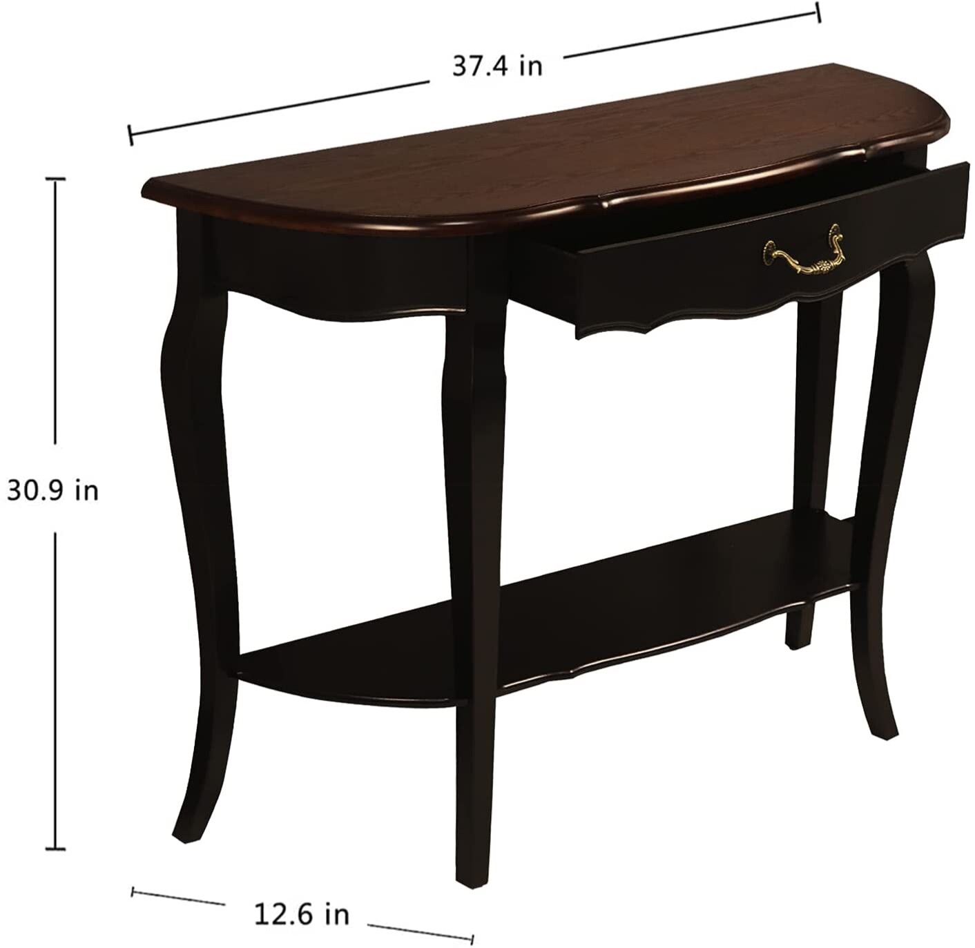 Wood Console Sofa Entry Table with Drawer & Shelf for Living Room Hallway Foyer