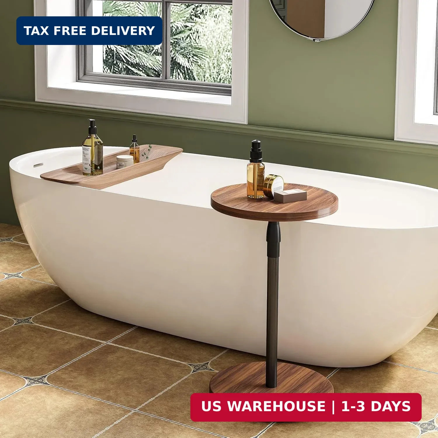 Adjustable Round Side Table,Small End Table,Pedestal Drink Table for Small Space