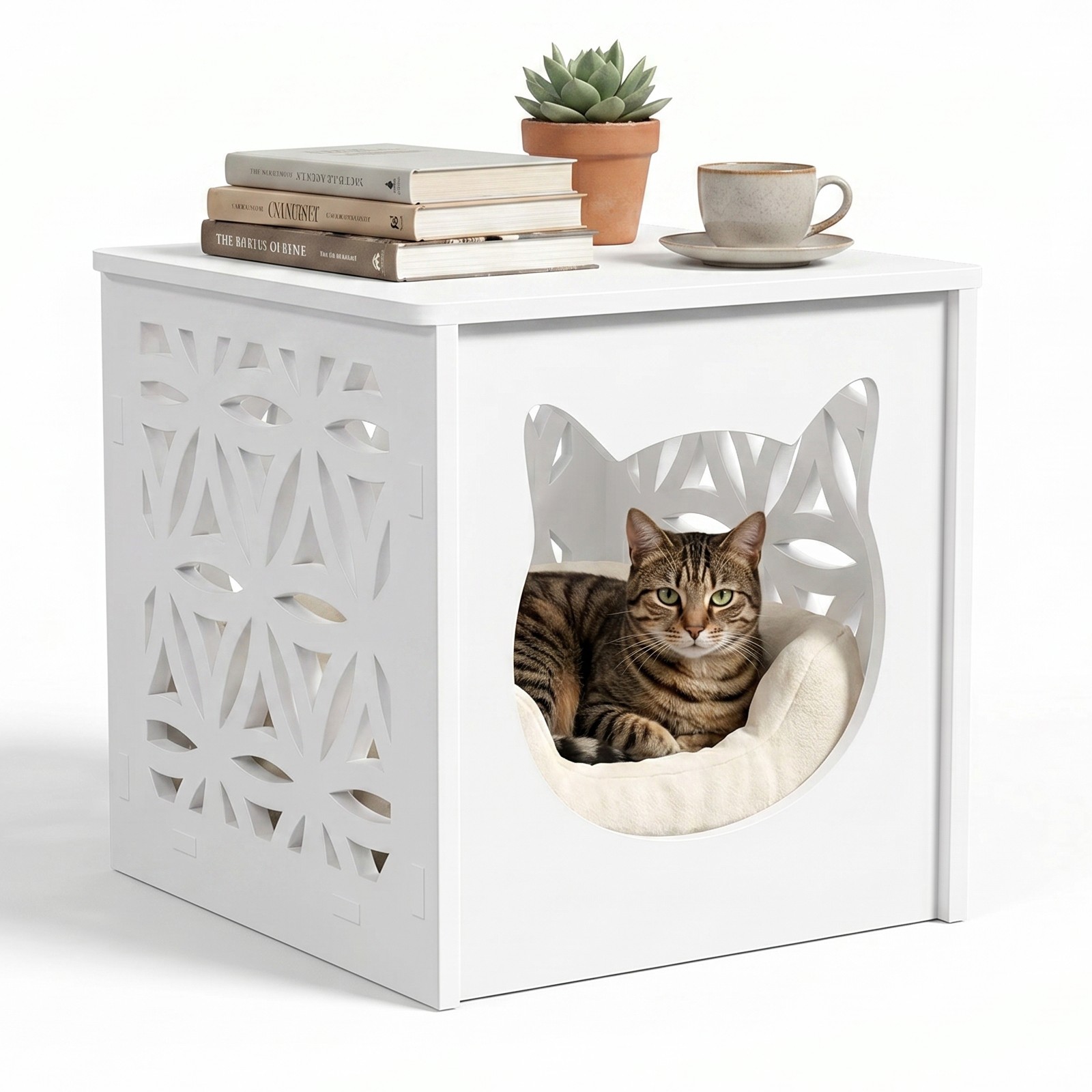 Side End Table PVC Bedside with Storage Rack for Indoor Living Room Bedroom