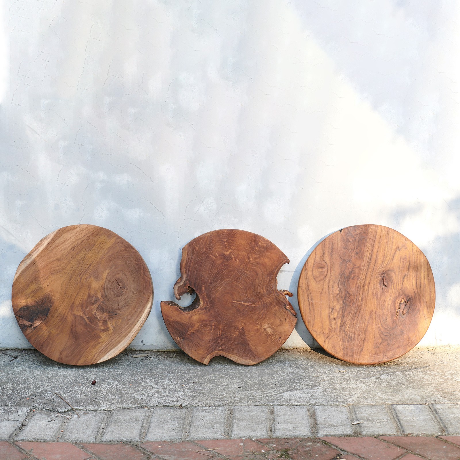 Rustic Natural Round Teak Wood Slab Table Top DIY for Side End Table Home Decor