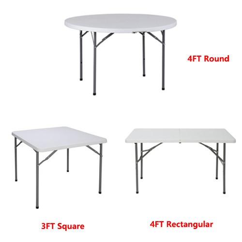 3/4ft Folding Table Plastic Portable Card Camping Table Indoor Outdoor 3 Shapes