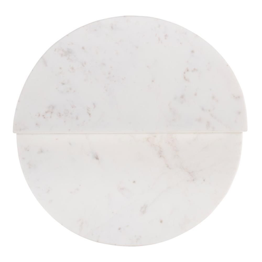 Pemberly Row Set of 2 19.5″W Round Marble Accent Tables in White