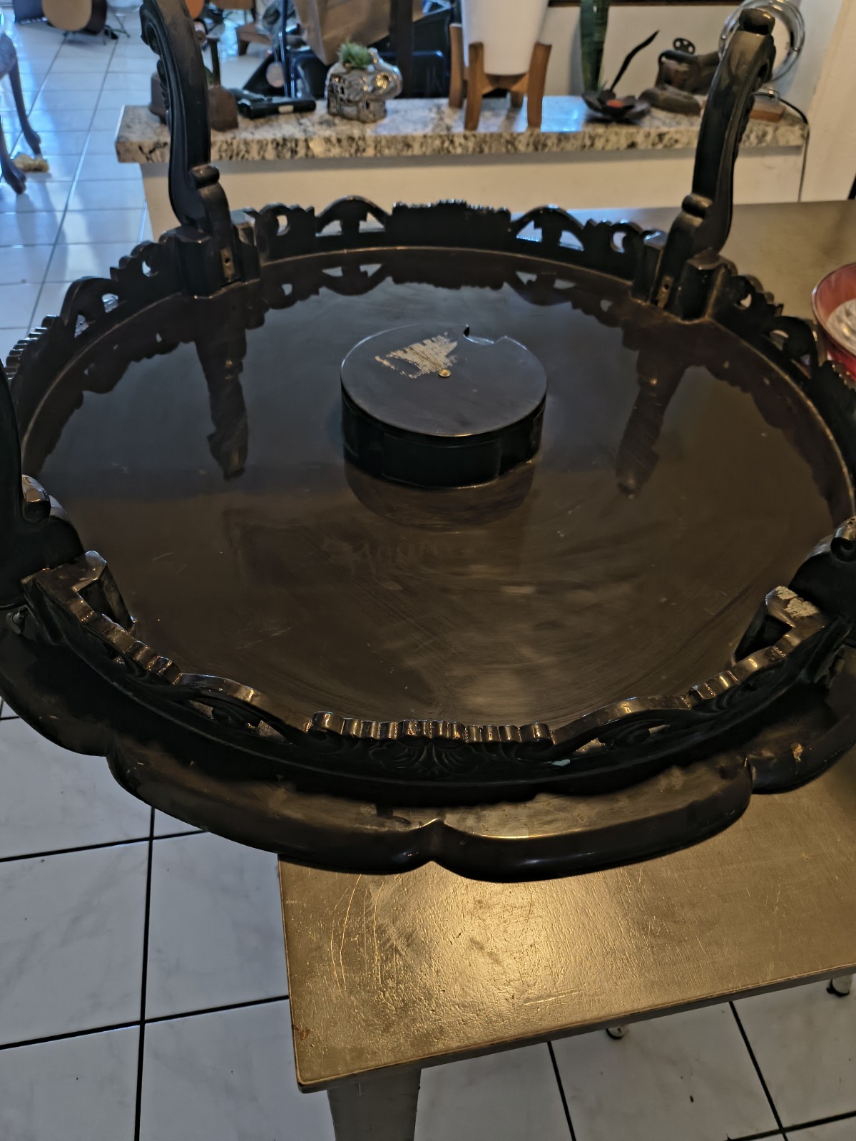 pearl inlay Korean foldable tea table with original mechanics