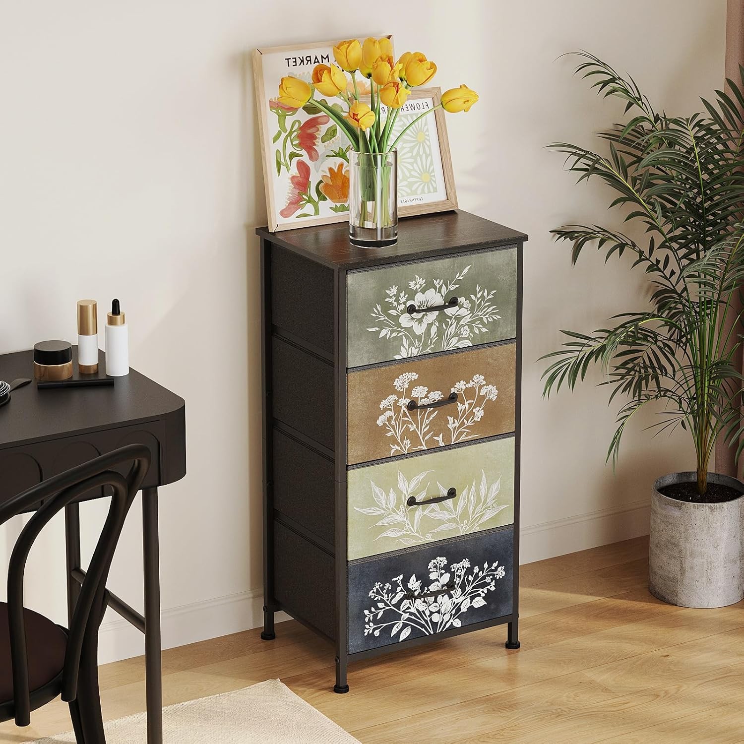 Tohomeor Vintage Dresser 11.8D x 15.8W x 31.5H (4 Drawers), Multi Color