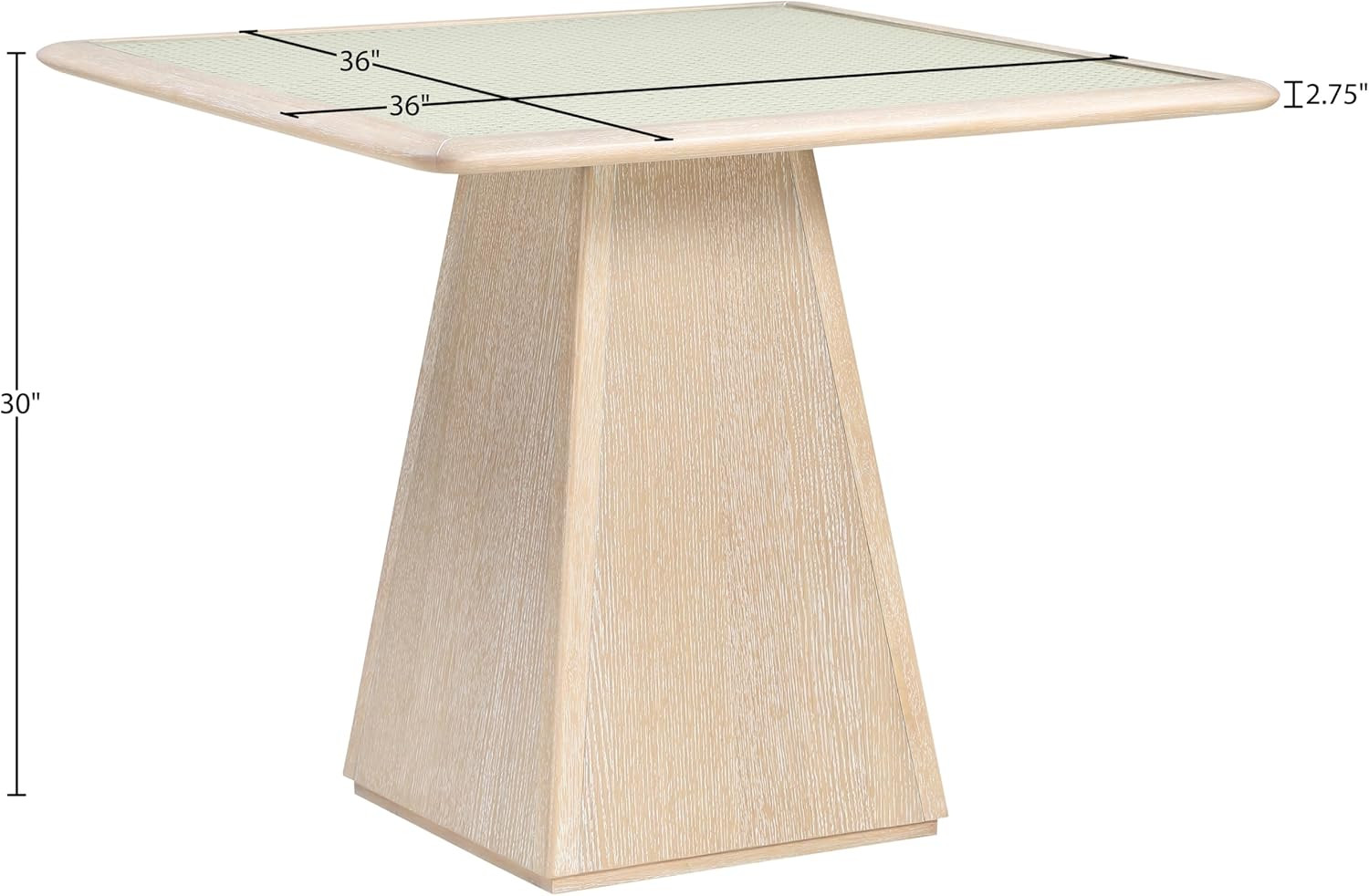 Art Deco 36″ Dining/Game Table with Glass Top & Rich Finish, Natural