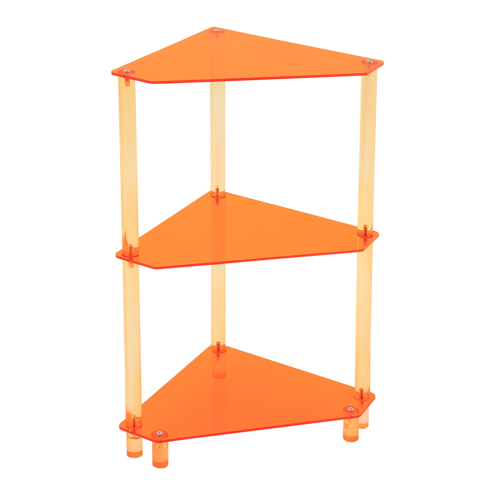 Triangle Orange End Table, 3 Tier Side Table For Living Room, Bedroom, Bathroom