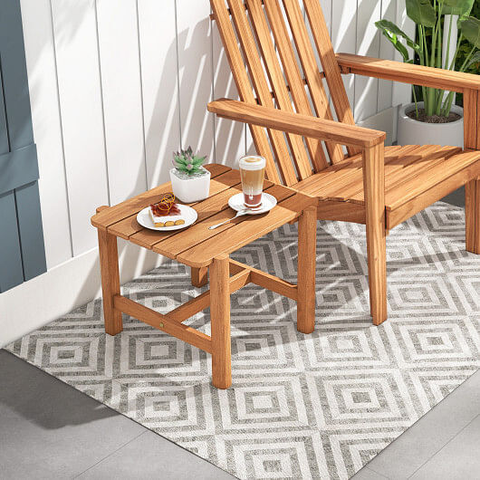 Patio Teak Wood Side Table with Slatted Tabletop for Yard – Color: Natural
