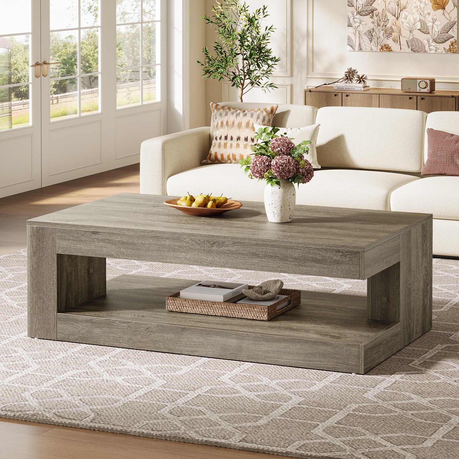 Tribesigns 47″ Rectangle Coffee Table for Living Room, Center Table with Storage