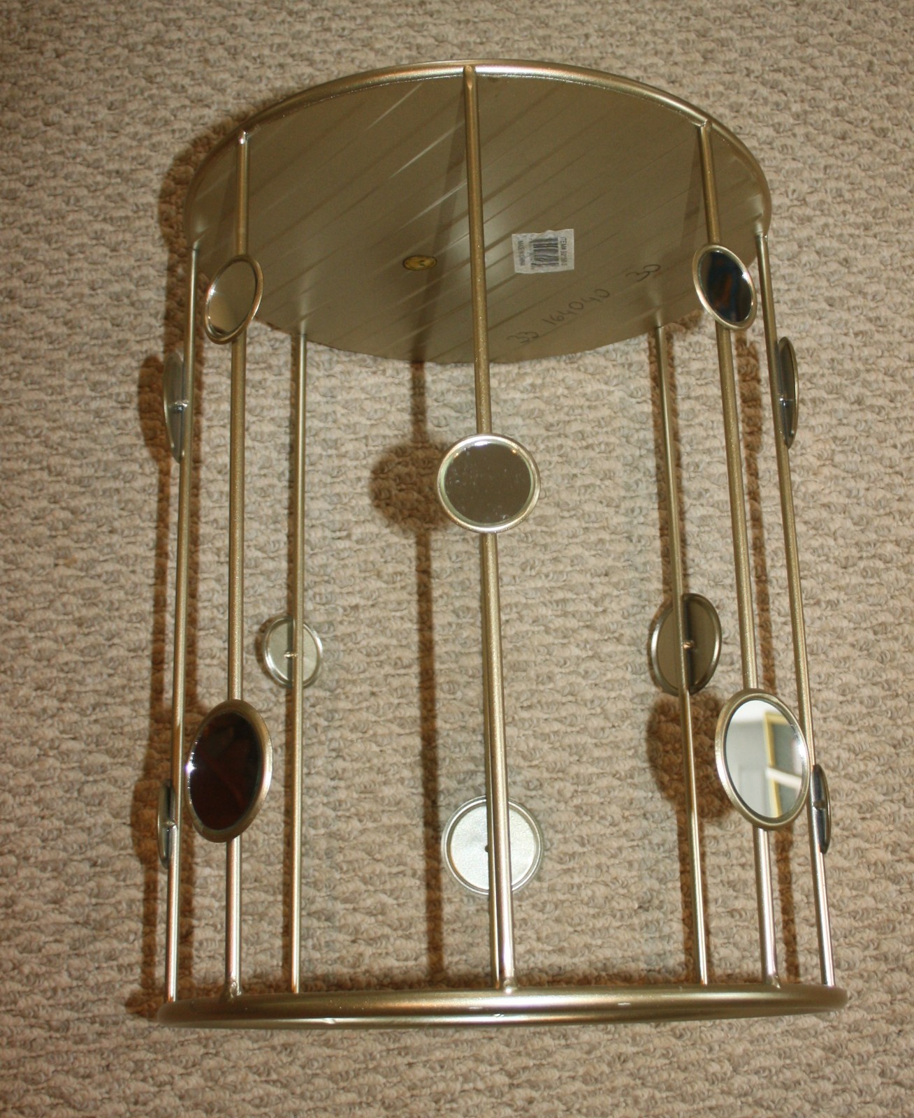 Retro Mirrored Top Gold Accent Table Open Frame Mirror Circles 13X17.75