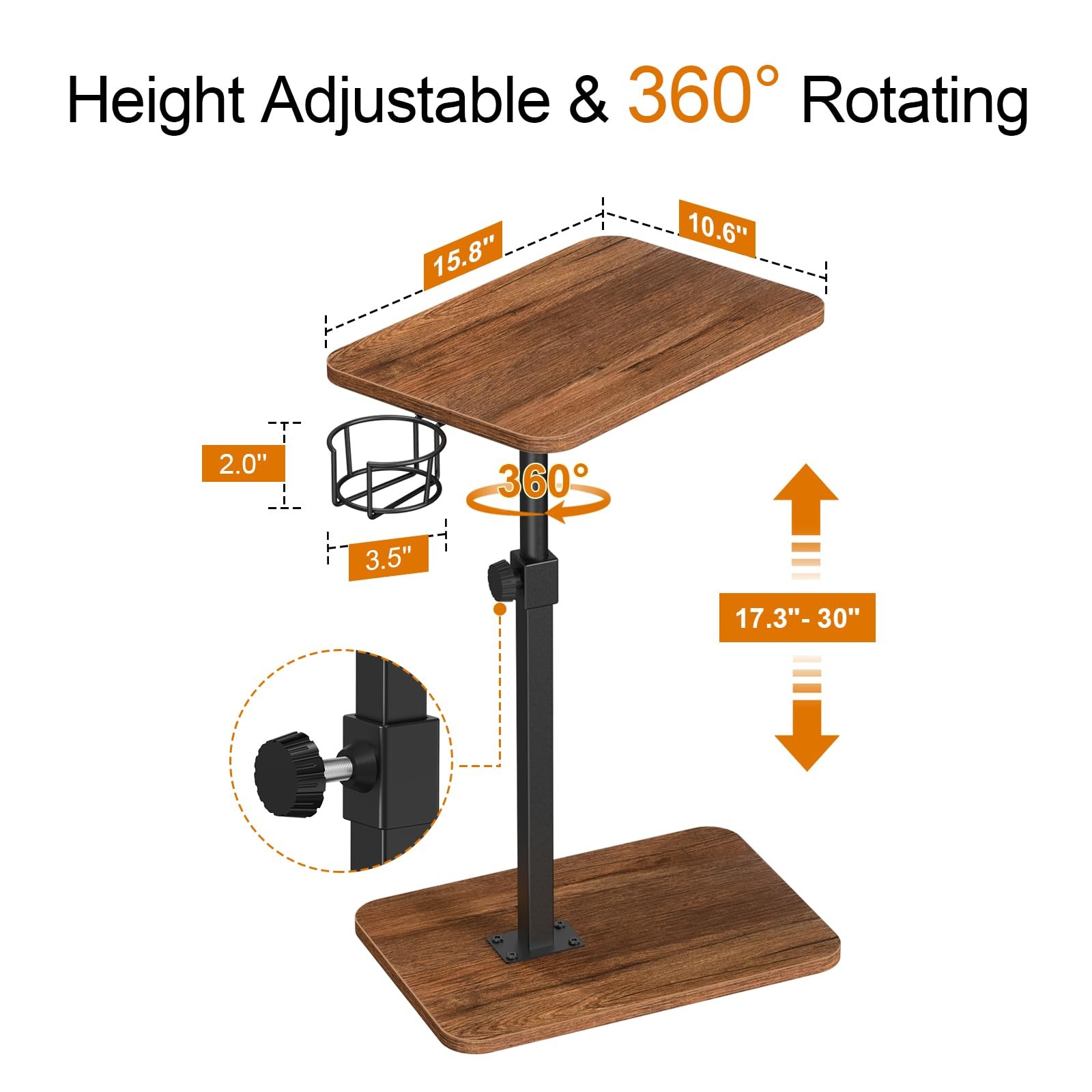 TV Tray Table 360° Swivel Height Adjustable TV Trays for Eating on CouchSofa …