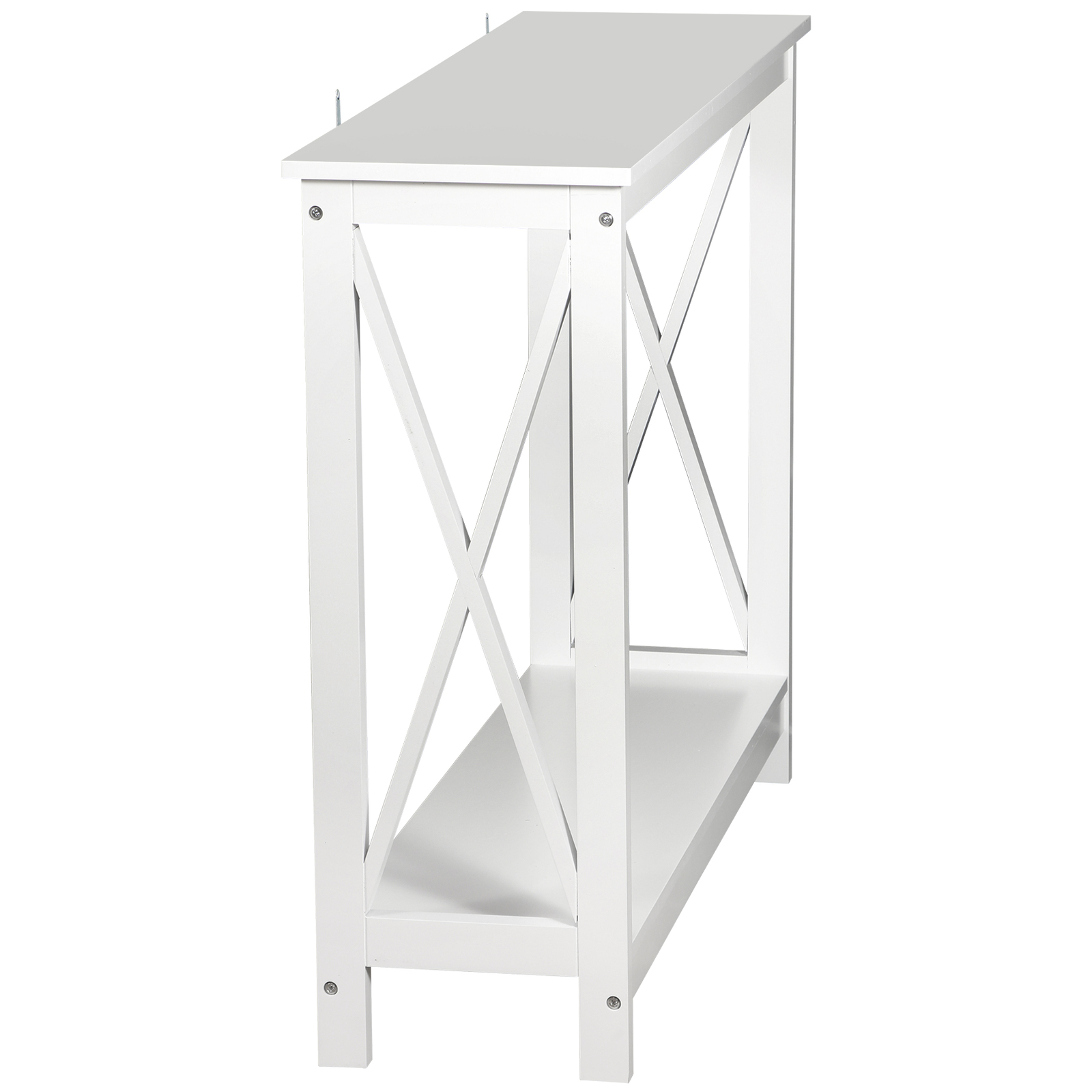 ZenSports 2-Tier Narrow Console Table for Entryway Modern Accent Sofa White