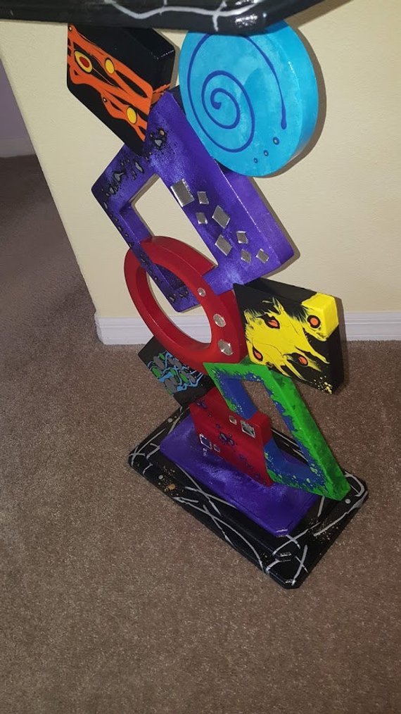 Contemporary Modern Abstract Table – Colorful Geometric Unique Table by Alisa