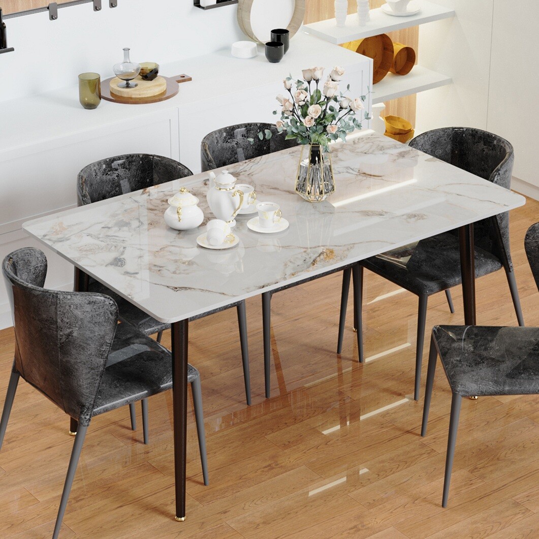 Glossy/ Matt 6 Seater Marble Dining Table Kitchen Fancy Restaurant Dinner Table