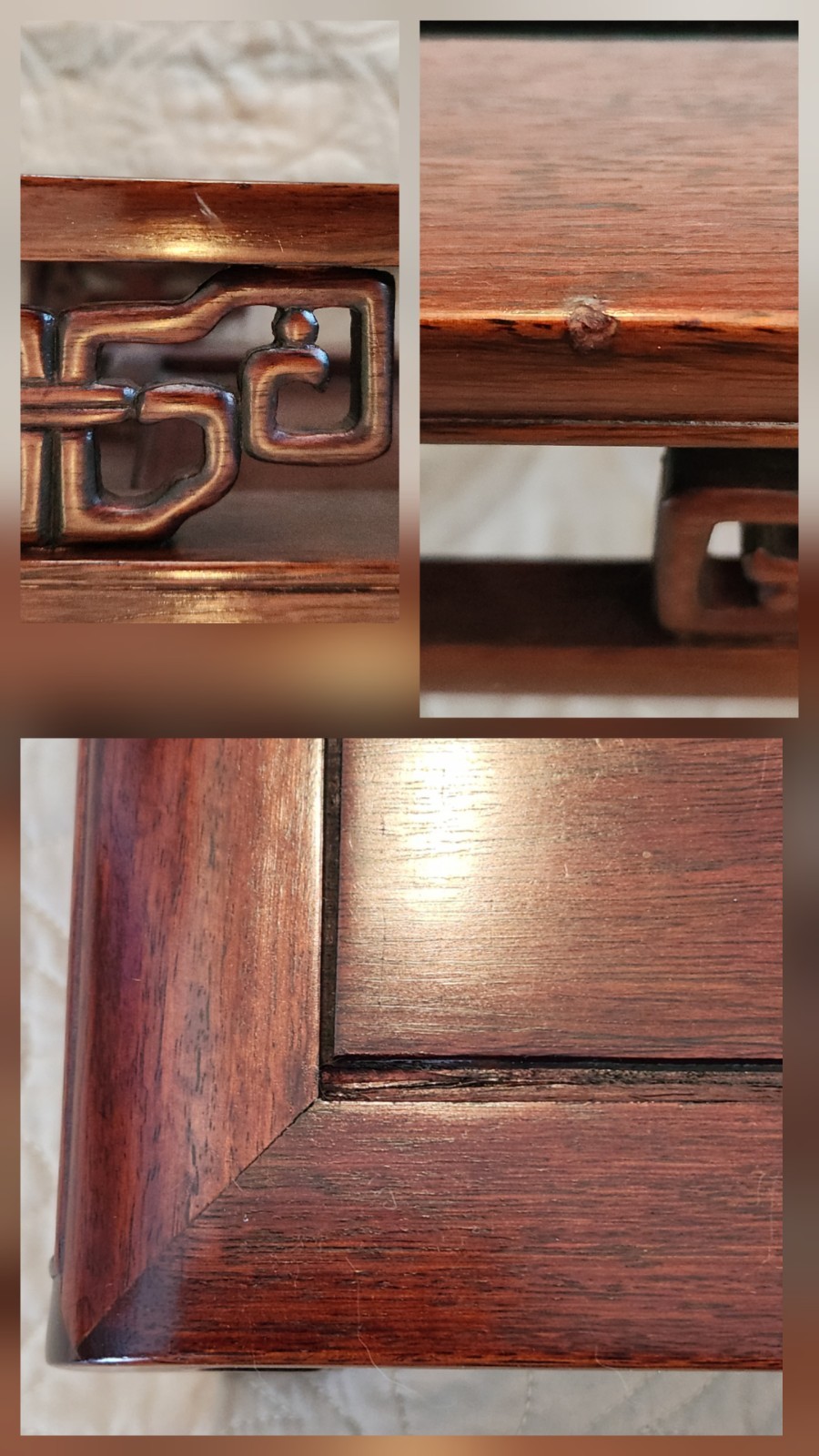 MCM Asian ROSEWOOD Rectangular Table Shrine Alter Bonsai Chestnut Brown 16.75″