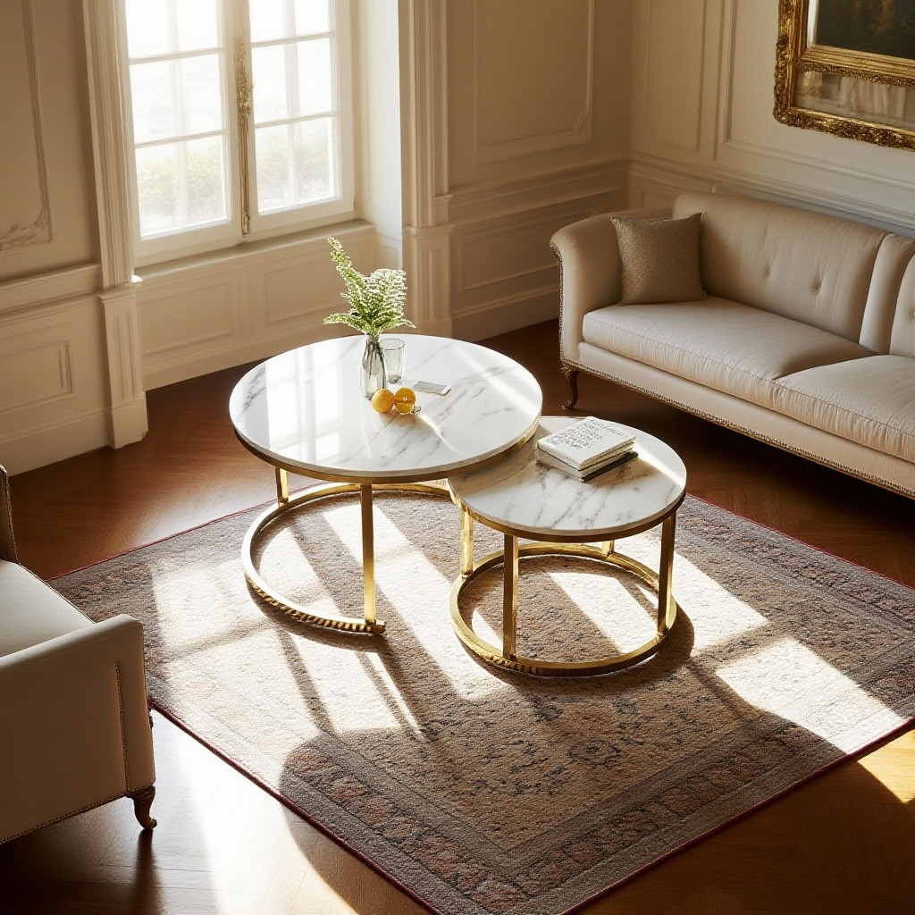 Living room coffee table, classic nested combination (glossy)