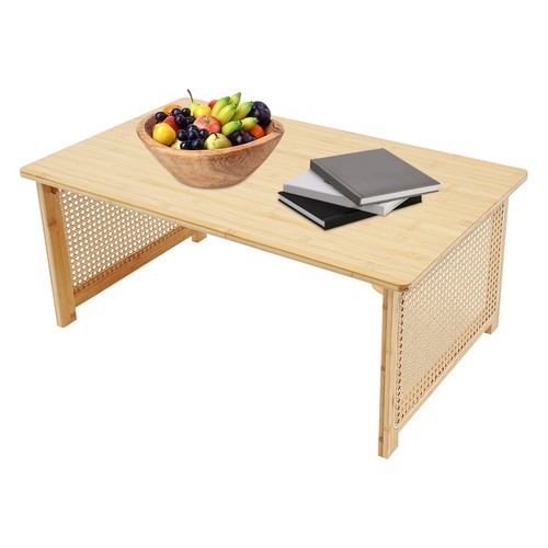 Free Standing Imitation Rattan Coffee Table Rectangular Foldable Bamboo Table~