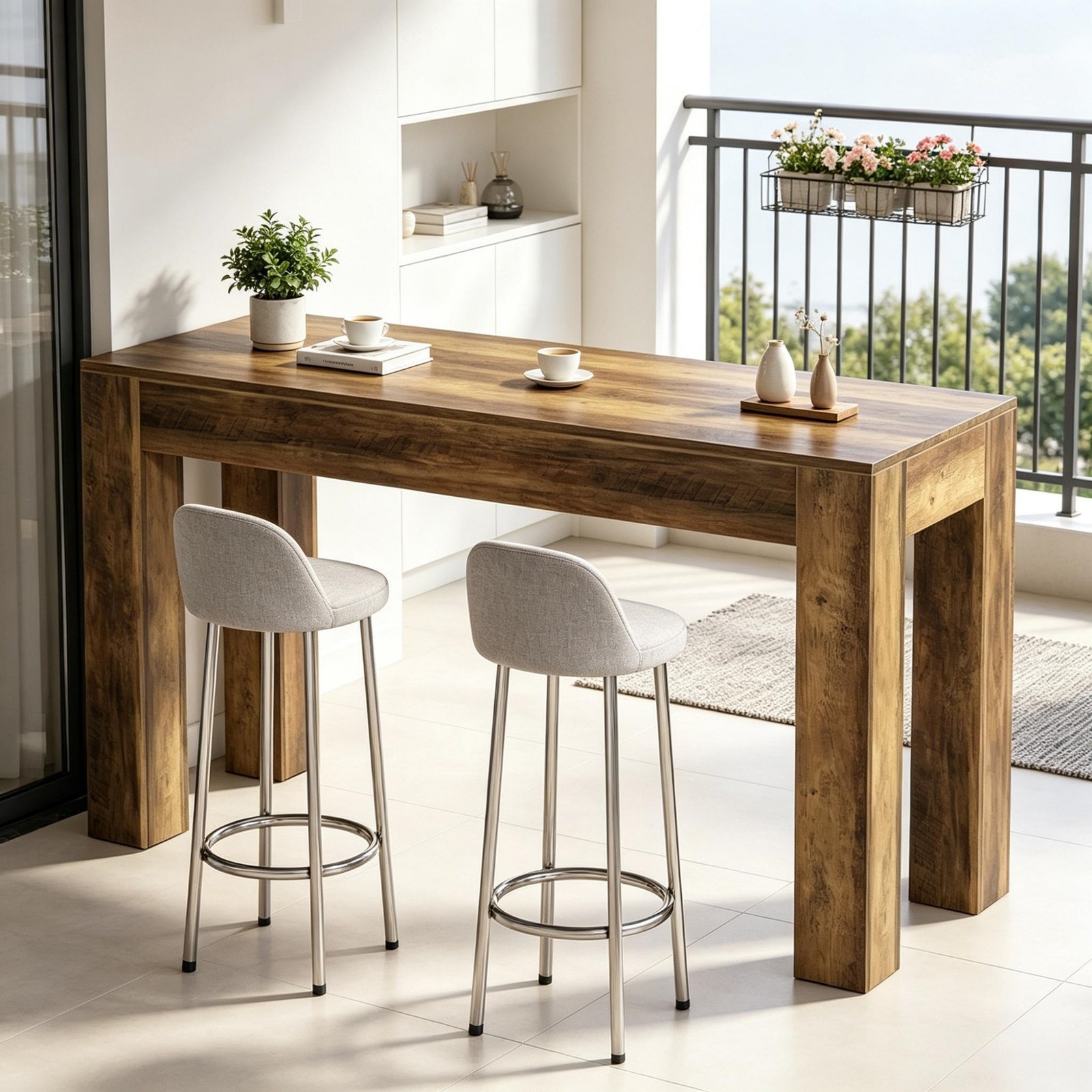 Wooden Bar Table Breakfast Spot Coffee Table Pub Station