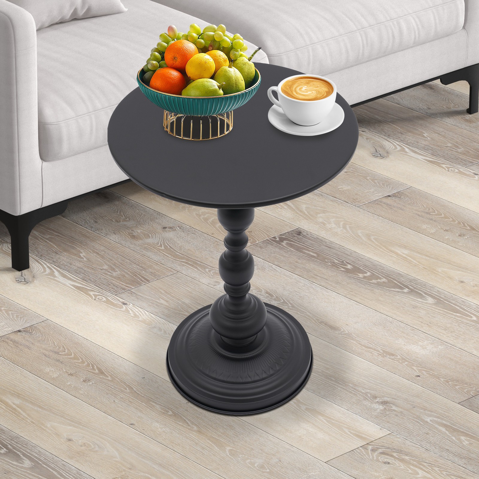 Retro Round Side Table – Durable Carbon Steel Accent Table for Home and Office