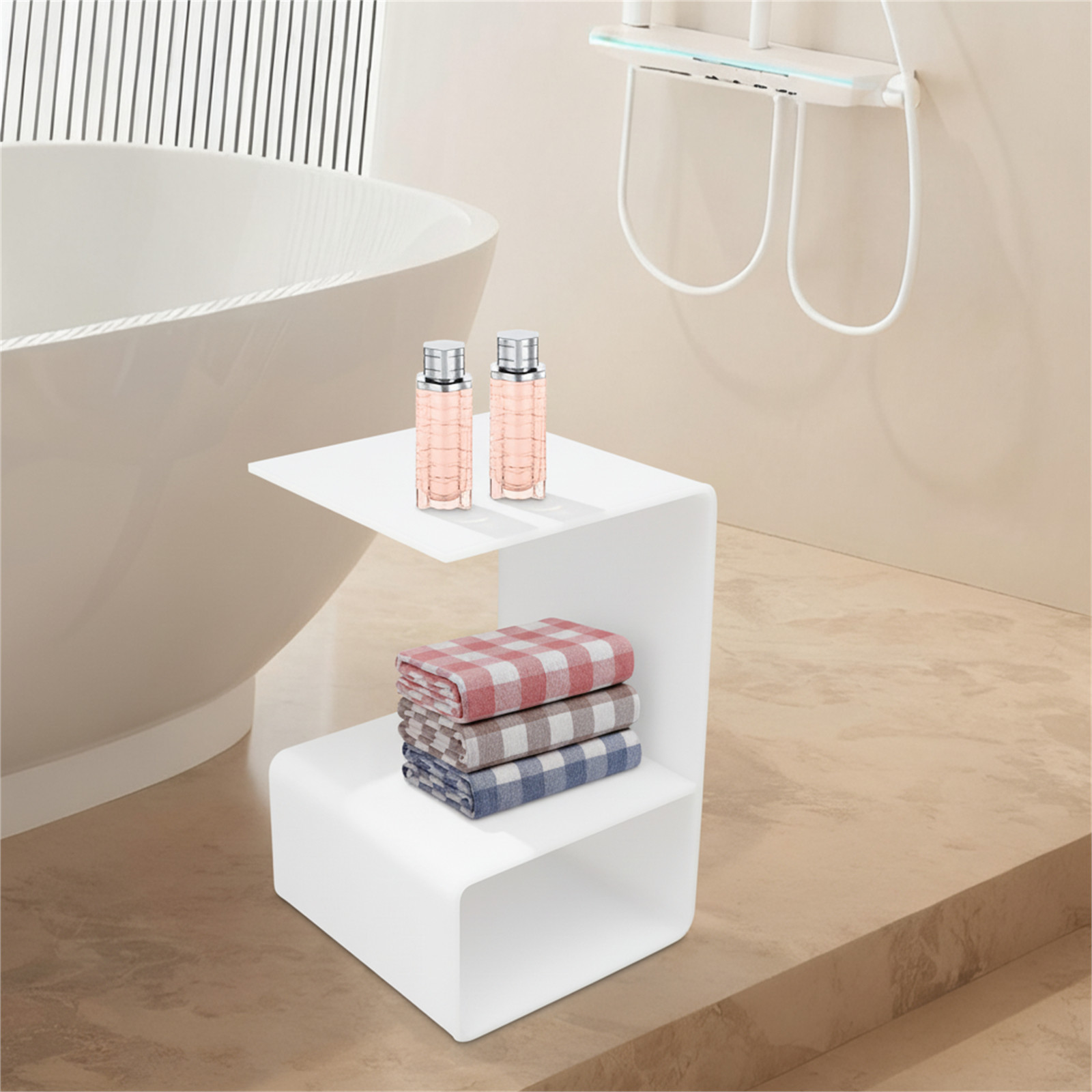 White End Table Acrylic Side Tables Free Standing Bedside Table No Assembly