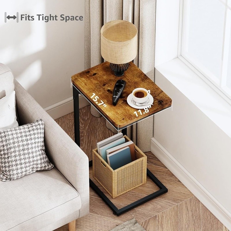 C Shaped Side Tables Set of 2 Living Room Bedroom Couch Tray End Tables New