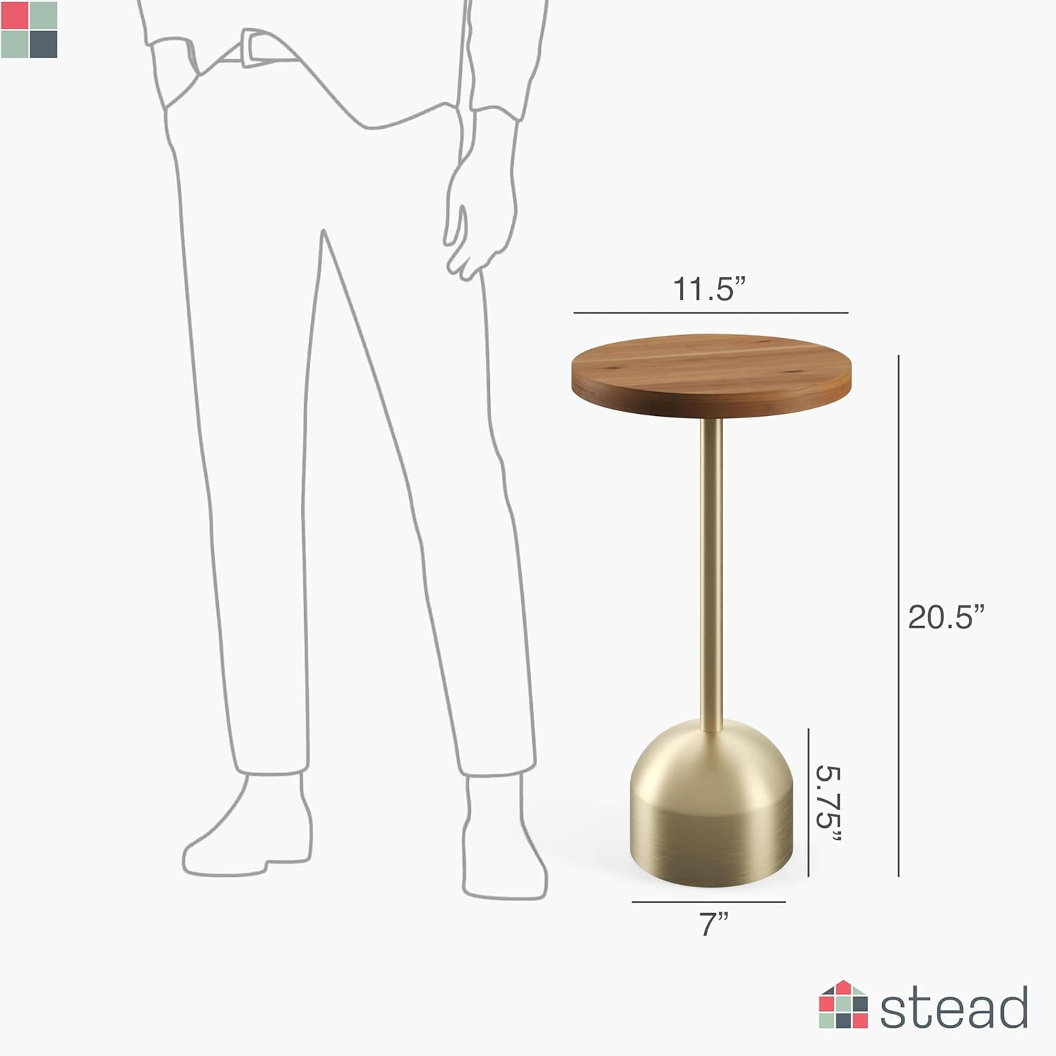 Modern Round Metal Pedestal Table with Wood Top – Stylish Accent for Any Room
