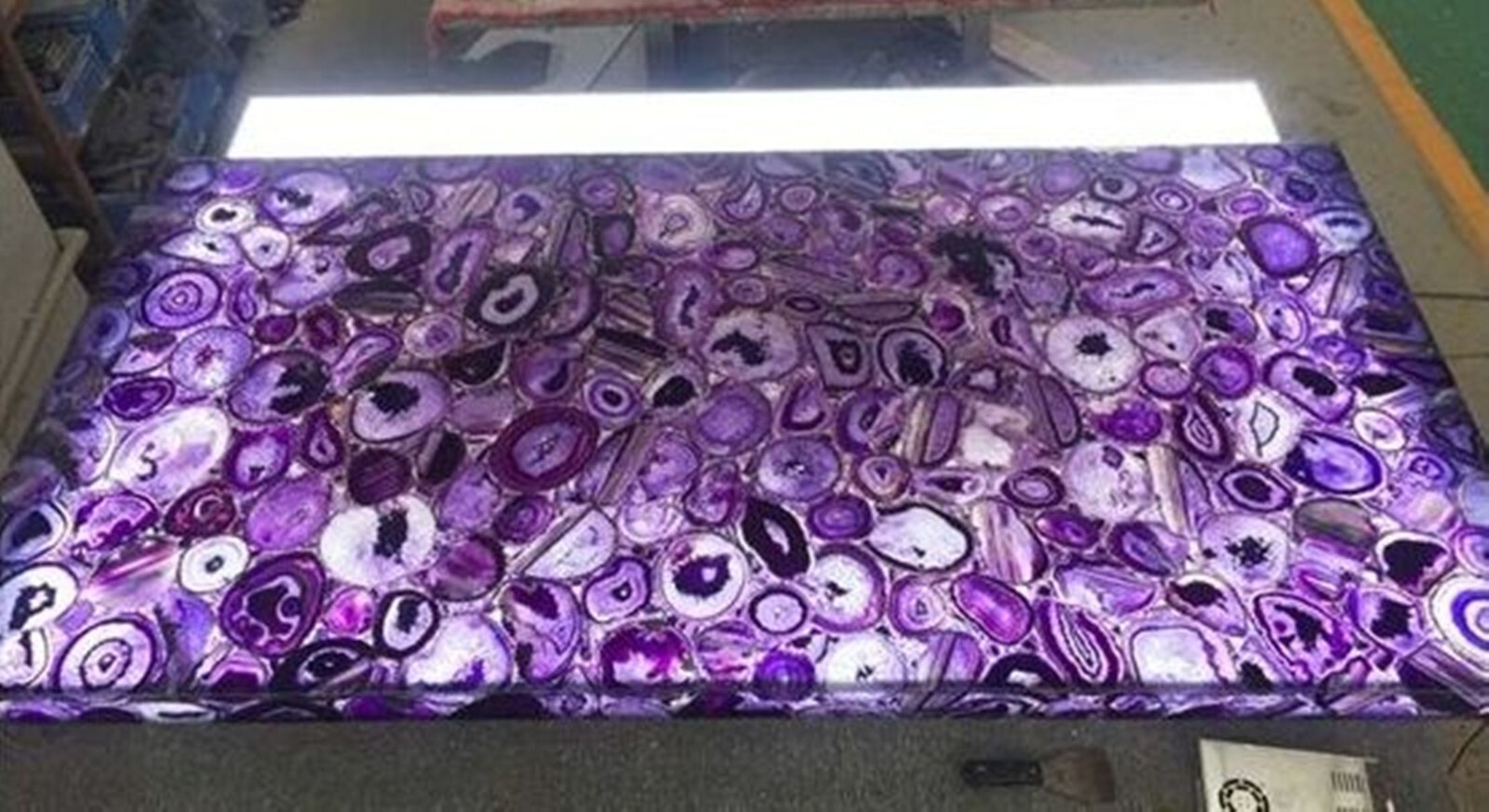 Purple Agate Entryway Table for Hotel Decor Square Shape Resin Coffee Table Top