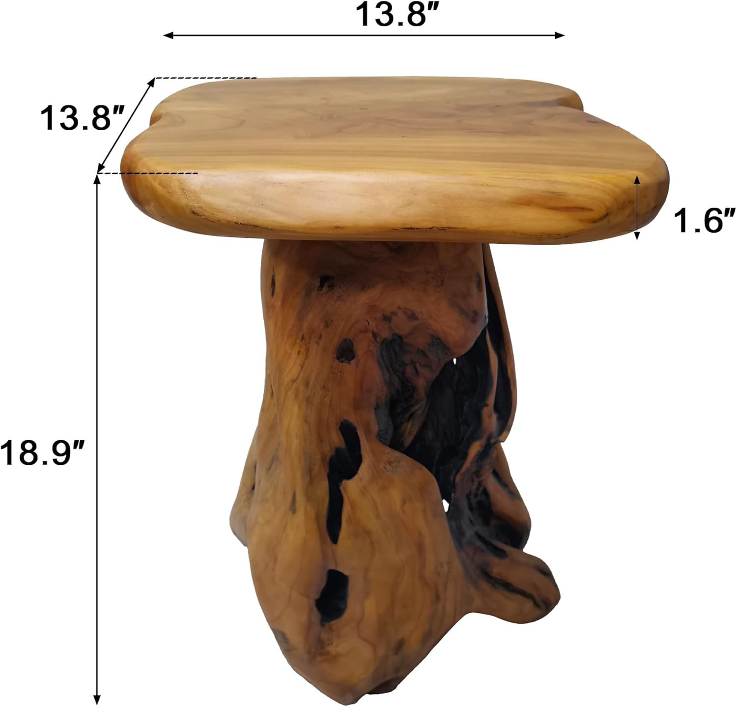 Brefhome 18.9″ Tall Cedar Tree Stump Stool Natural Wood Side Table Hand-Carved