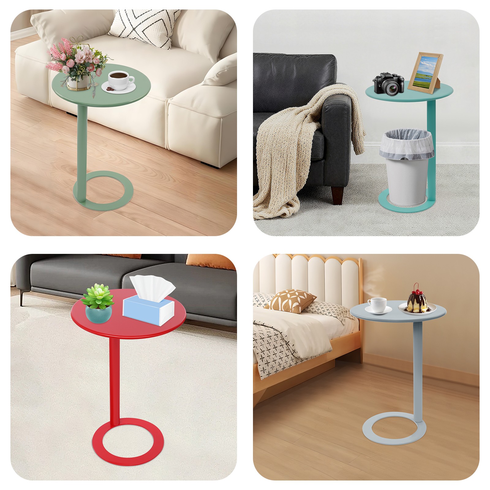 C-Shaped Round Side Table, C-Shaped Coffee Table, C-Shaped Side Table With O-Sha